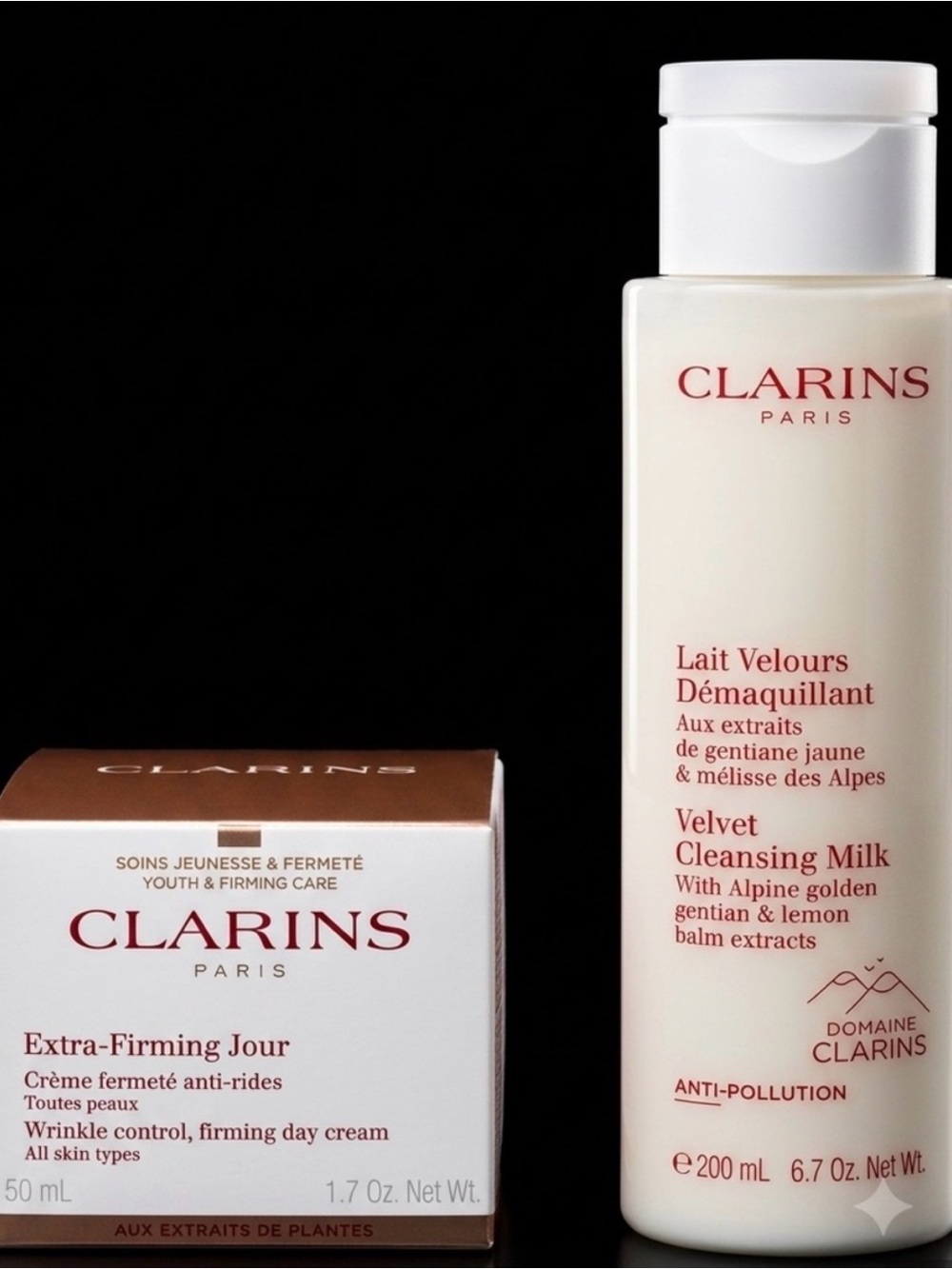 BNIB Clarins Extra-Firming Jour Cream & Velvet Cleansing Milk full sized Bundle - Picture 7 of 7